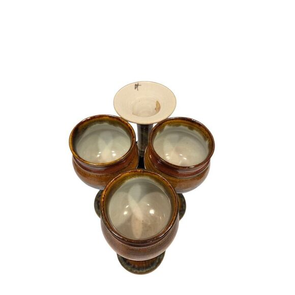 Studio Pottery Wine Goblets/Chalices (4) Hand Crafted Artist JT Brown Cream 7" - Picture 5 of 16
